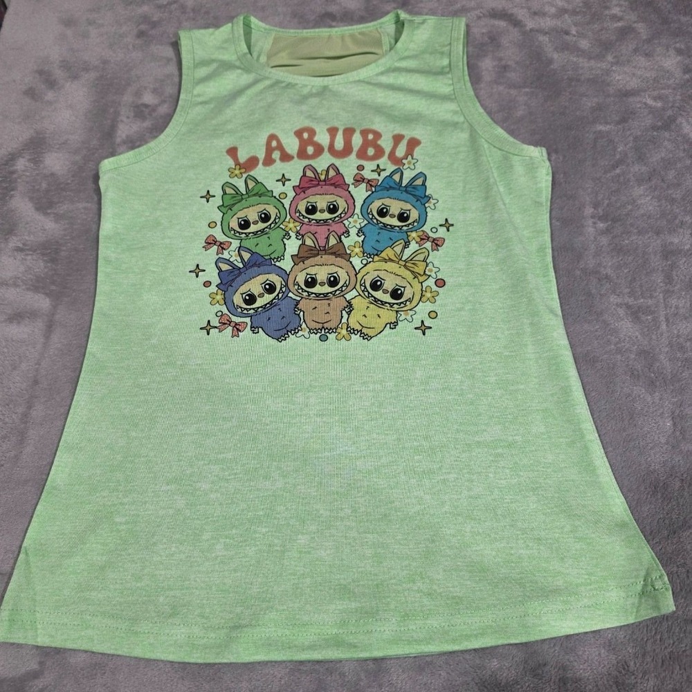 Girls Youth Small Labubu Exciting tank‎ Top-Green